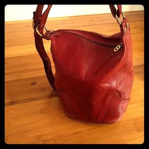 Marino orlandi red "bucket" bag